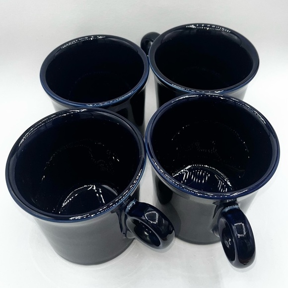 4 Fiestaware Cobalt BLUE Ring Handle Coffee Cup Mugs Tom & Jerry Fiesta VTG EUC - Picture 3 of 4